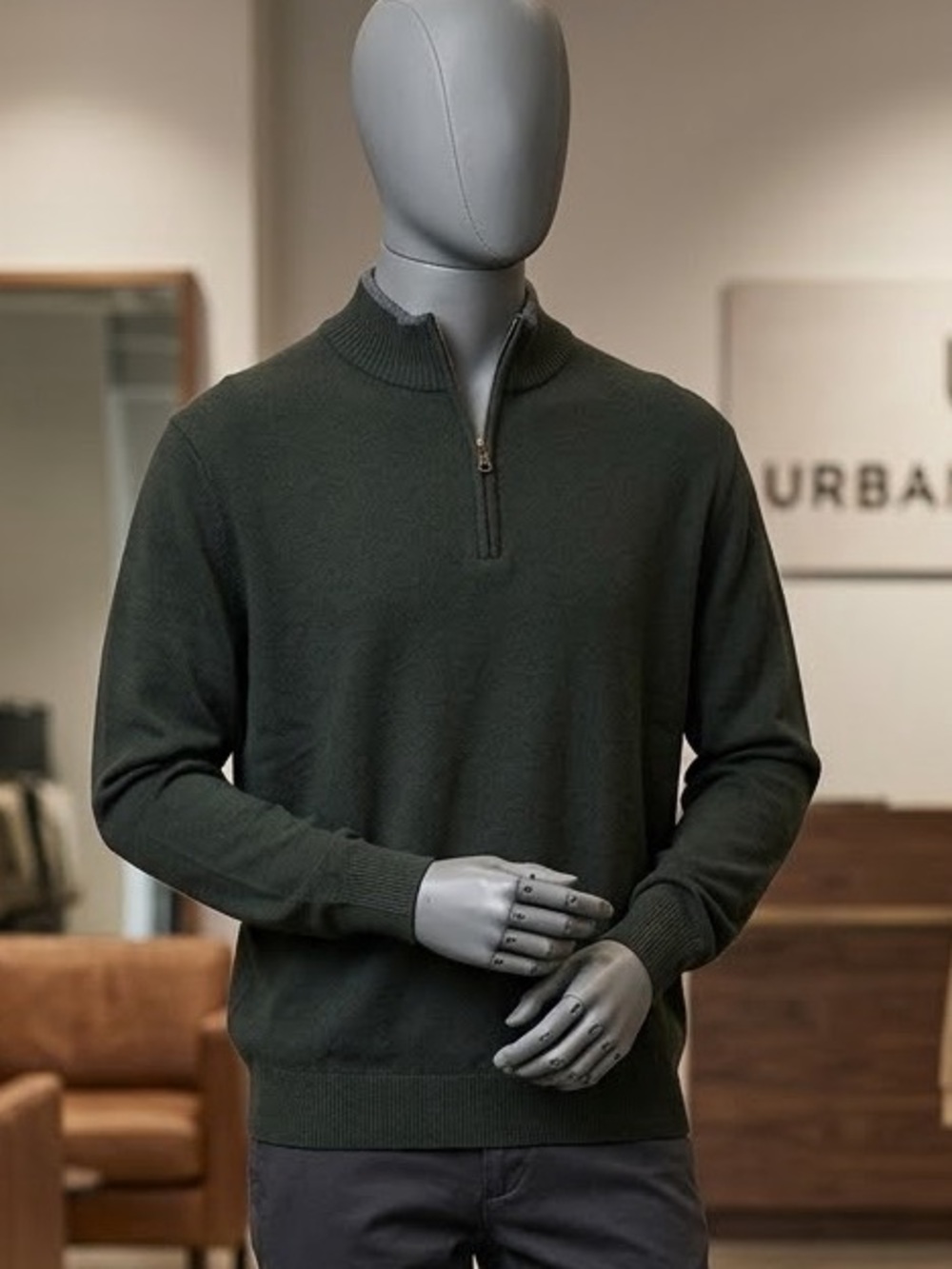 Saddlebred Big Man Olive Green 1/4 Zip Cotton Sweater 2XL